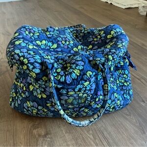 Vera Bradley Navy Blue Floral Quilted Duffel Bag